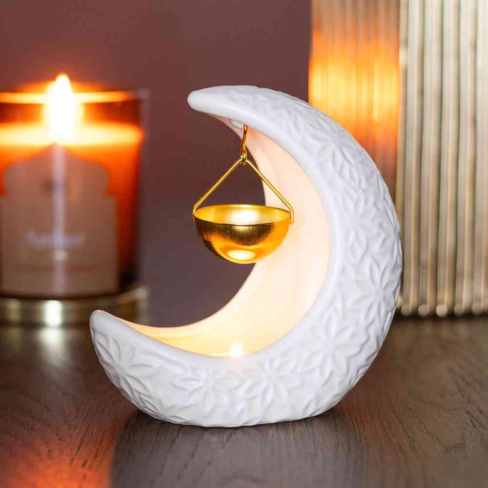 Something Different - Crescent Moon Hanging Oil burner - White